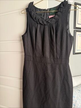 Jcrew Classic Black Sleeveless Sheath Dress with Braided Neckline